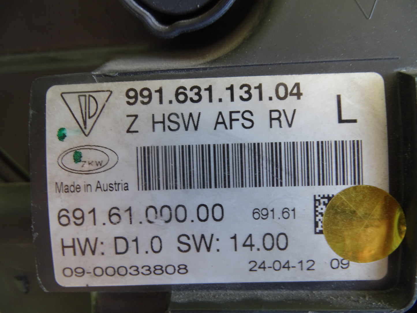 Porsche 991 Headlight Left 99163113104 USED