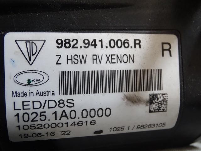 Porsche 718 Cayman Right Headlight LED 982941006R USED