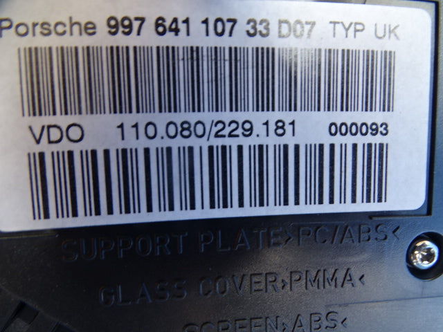 Porsche 997 Instrumentcluster 99764110733 D07 UK NEW