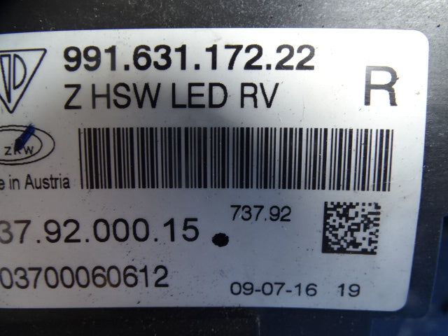 Porsche 991 Right Headlight LED  99163117222  USED