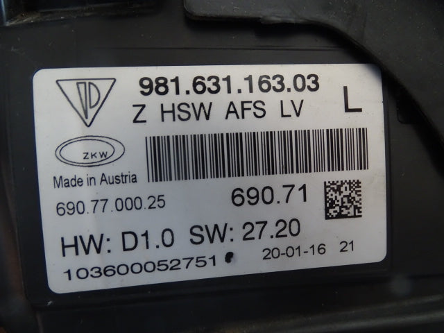 Porsche Cayman Boxster Left Headlight 98163116303  USED