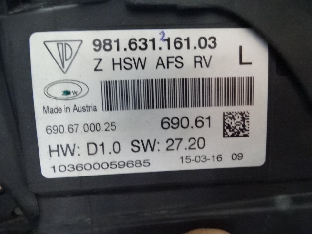 Porsche Cayman GT4 Left Headlight 98163116103  as good as new